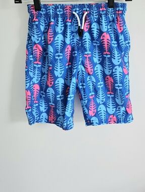 Maamgic Fish Pattern Swim Trunks Pink Blue